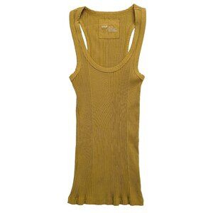 Aerie No BS Henley Tank XXS Women's Cotton Blend in Honey Ochre